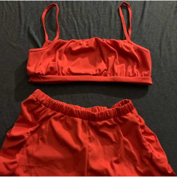 Orange bandeau top bikini shorts combo - Picture 2 of 6